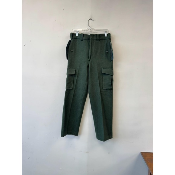 Vintage Woolrich Wool Pants Mens 30 Green Cargo Pockets Outdoor Hunting 80s